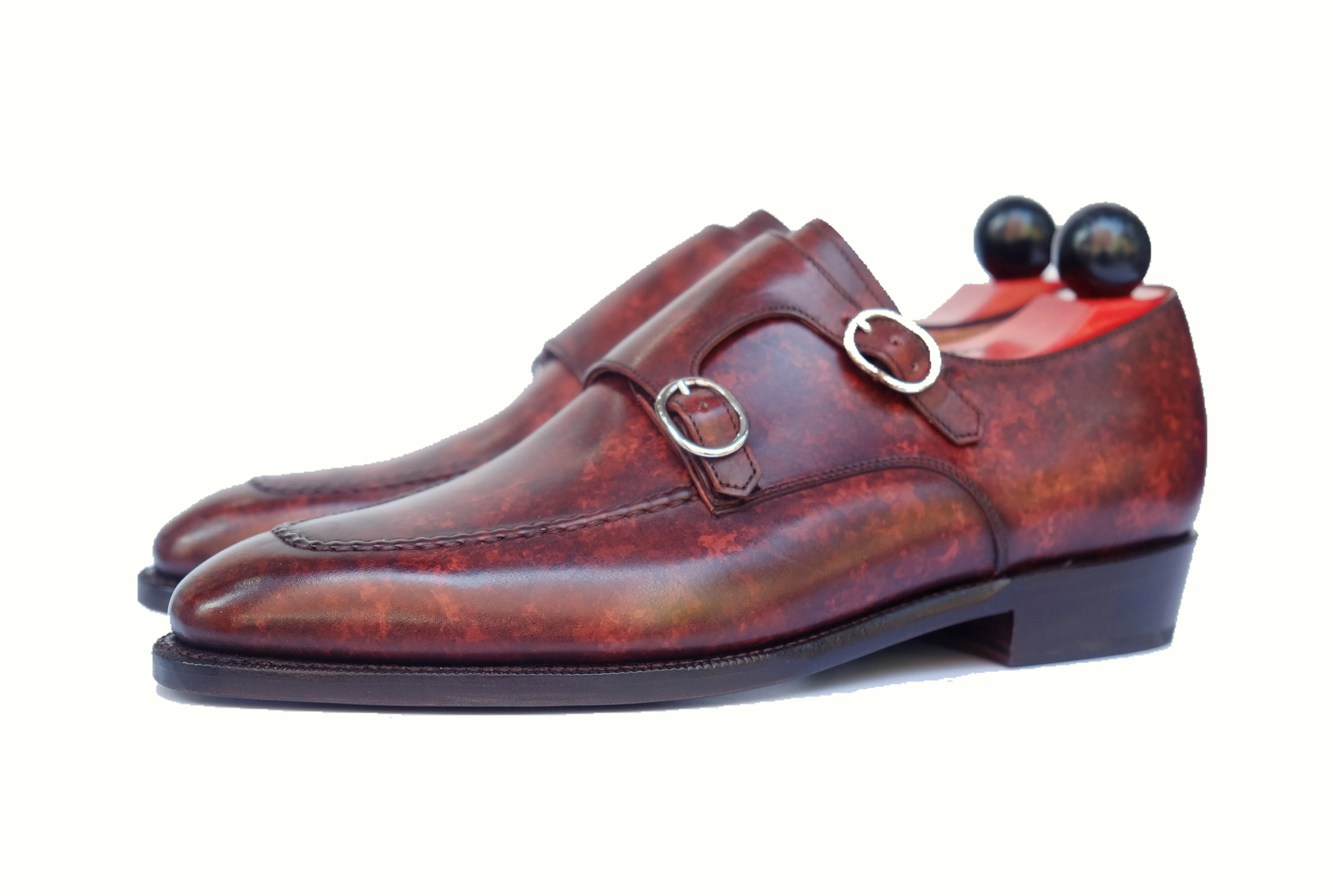 Handcrafted Leather Shoes with Walnut Marble Patina