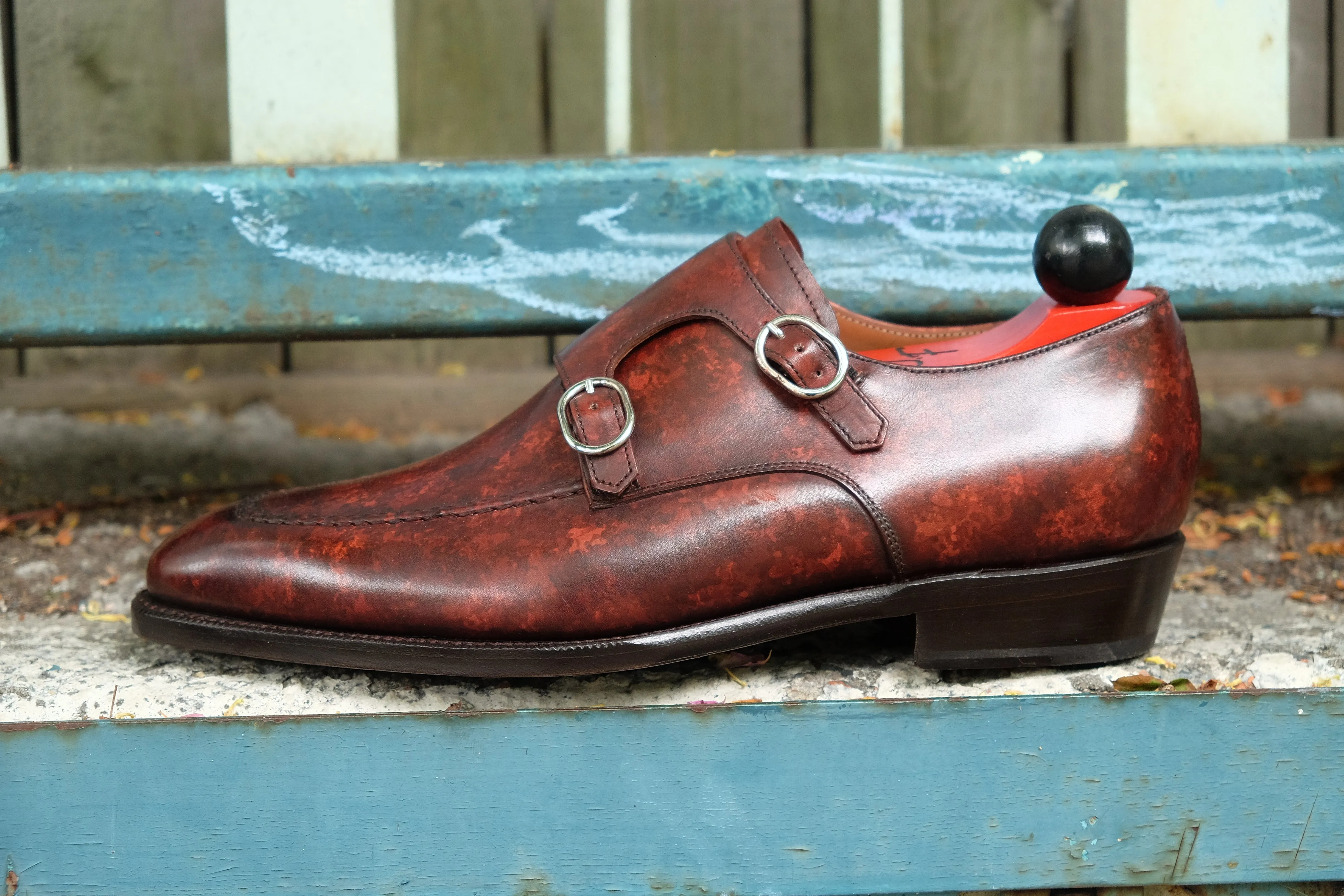 Handcrafted Leather Shoes with Walnut Marble Patina