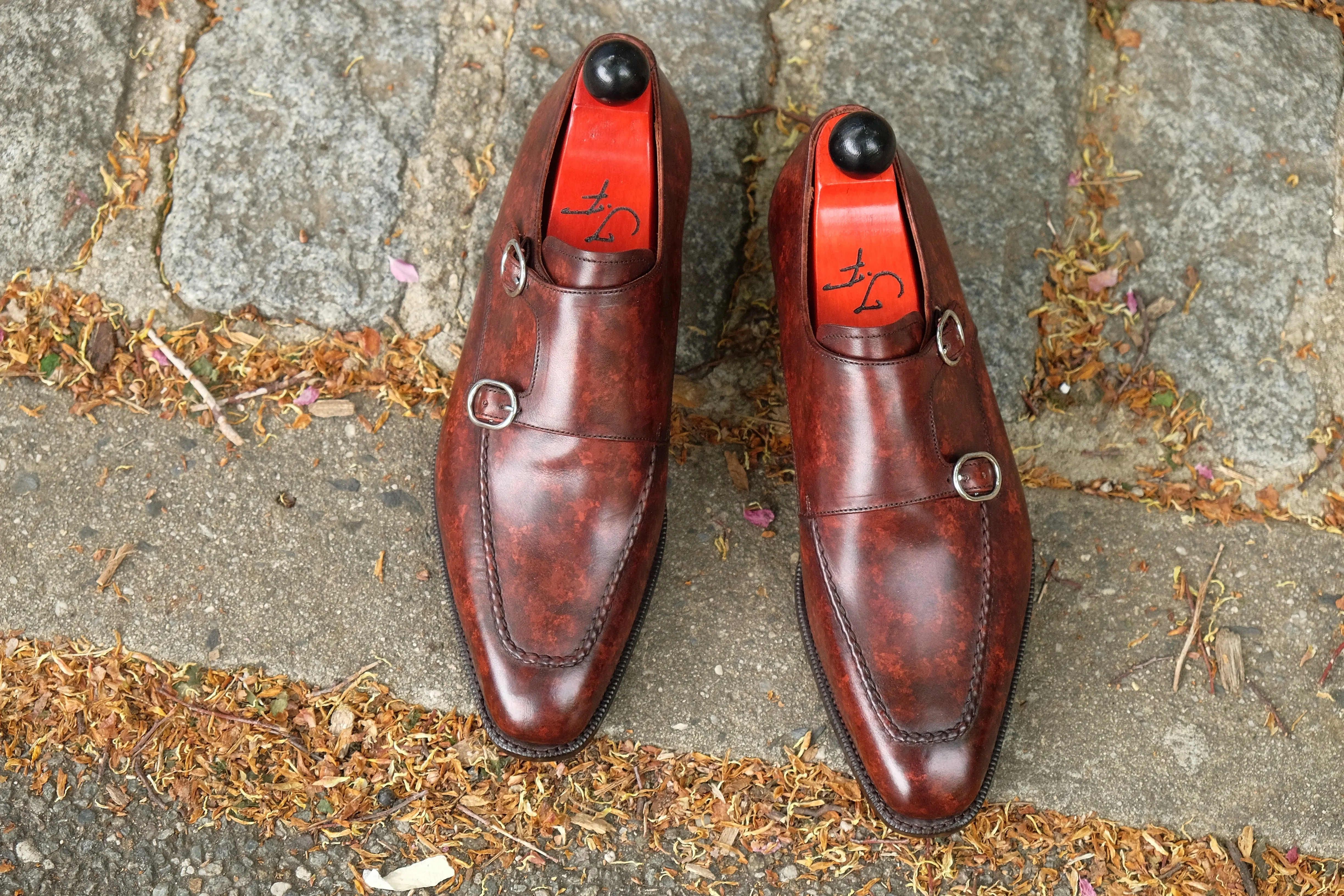 Handcrafted Leather Shoes with Walnut Marble Patina