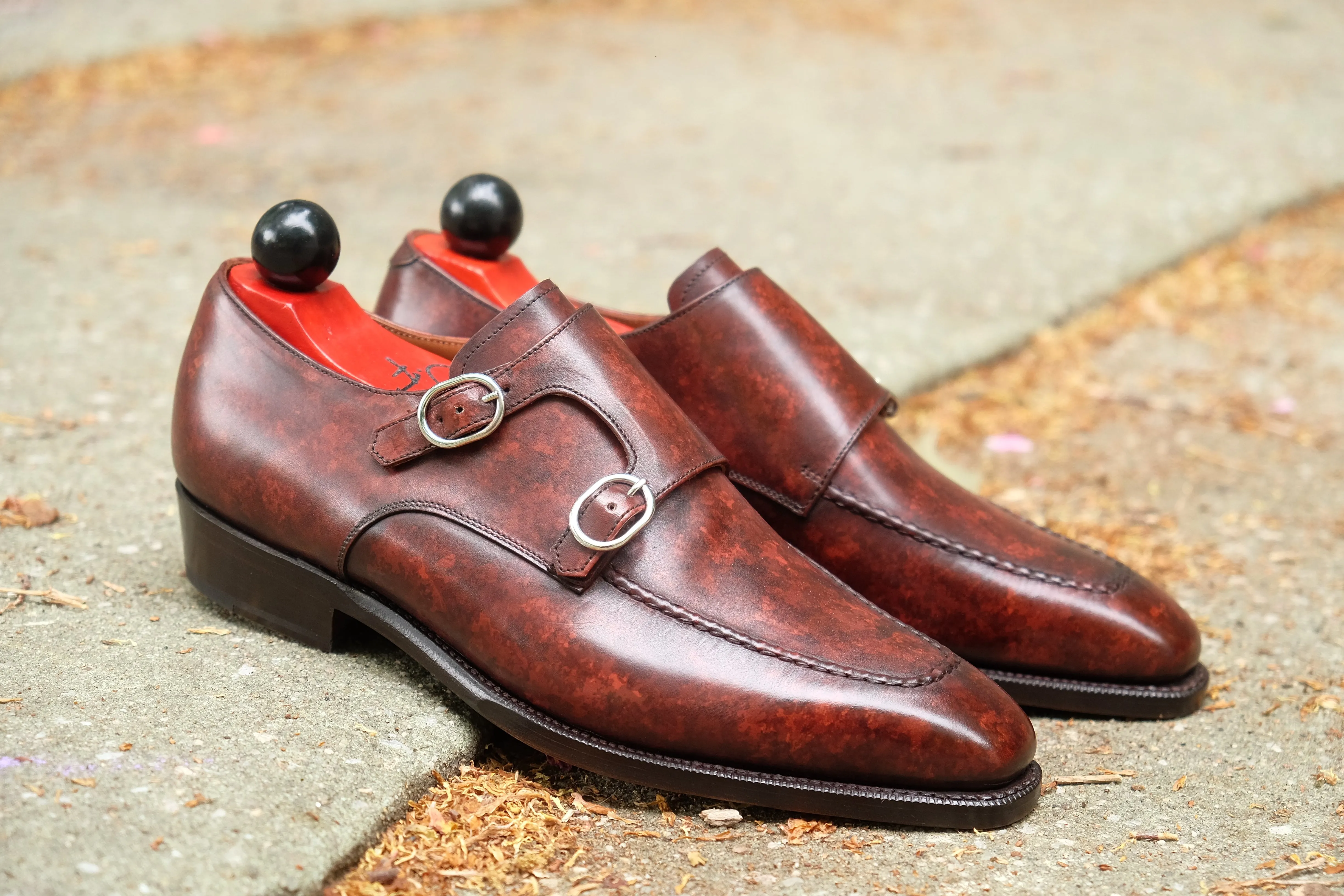 Handcrafted Leather Shoes with Walnut Marble Patina