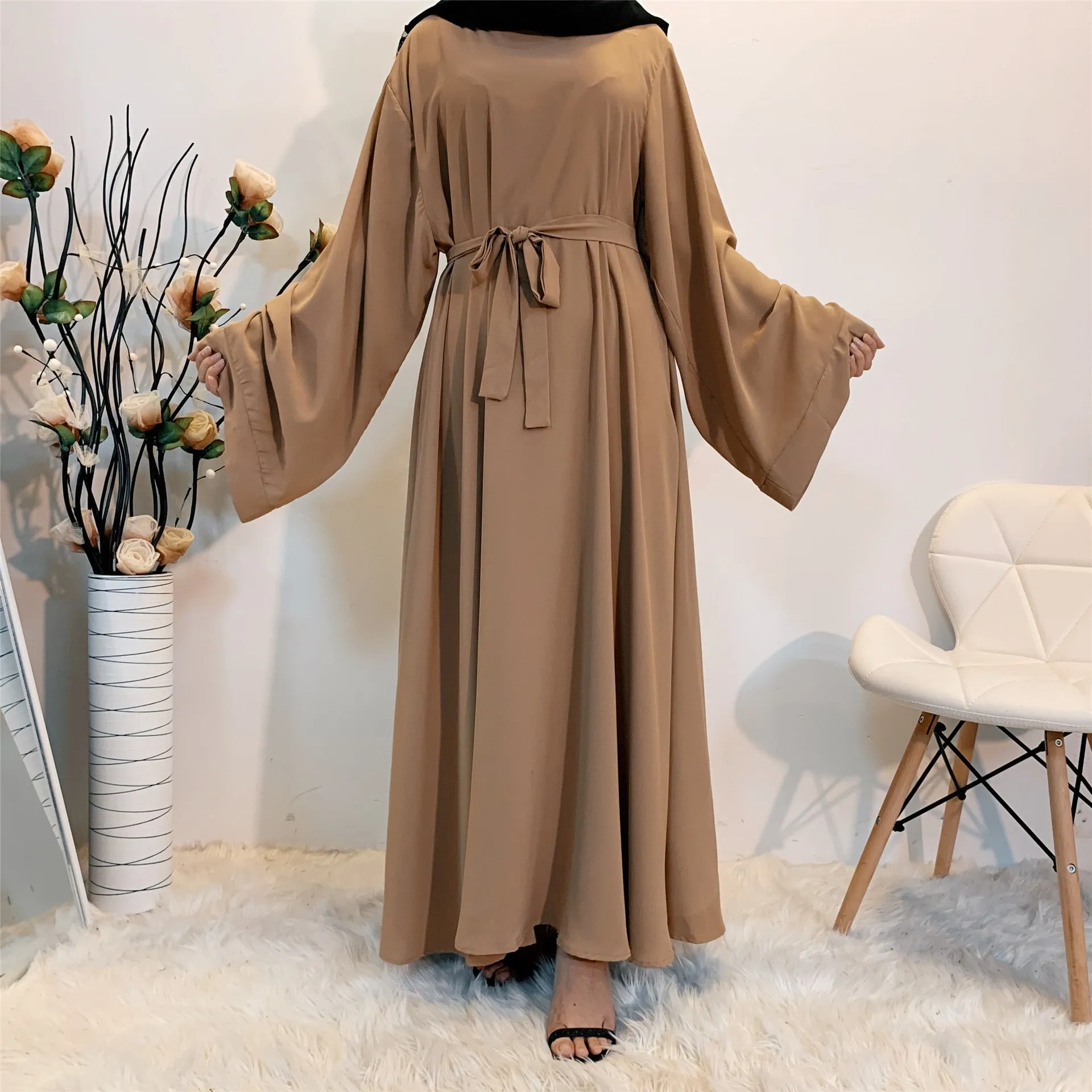 Abaya Long Dresses Women With Sashes - Islamic Clothing