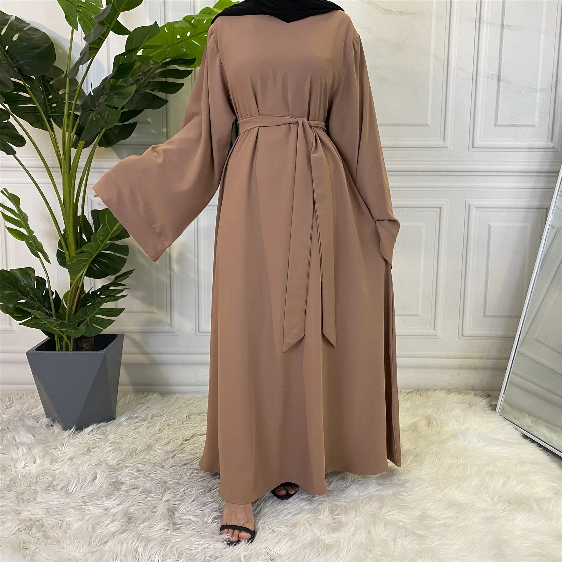 Abaya Long Dresses Women With Sashes - Islamic Clothing