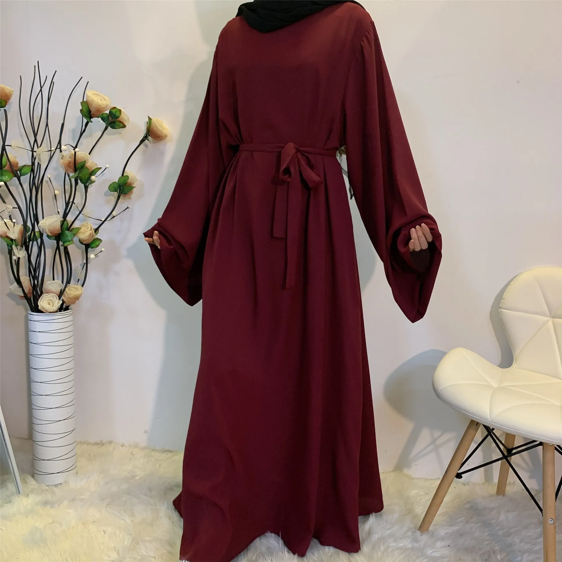 Abaya Long Dresses Women With Sashes - Islamic Clothing