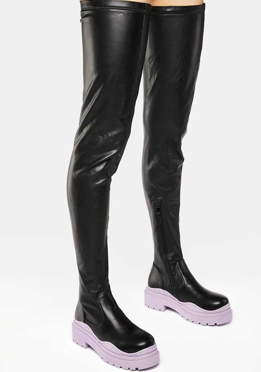 Naomi Periwinkle Thigh High Boots