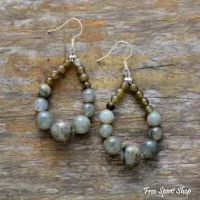 Natural Labradorite Beaded Earrings