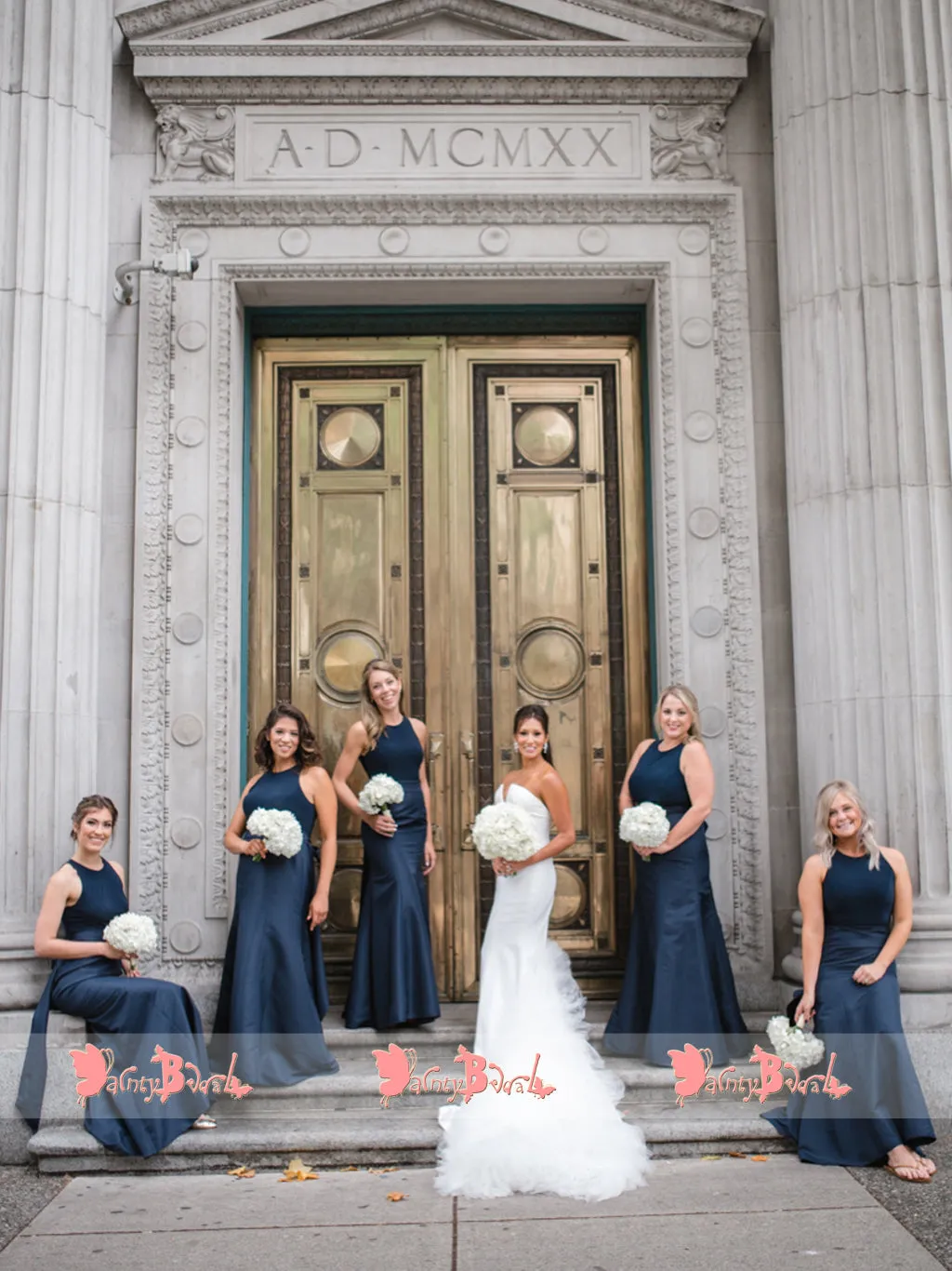 Navy Blue Sleeveless Mermaid Bridesmaid Dress