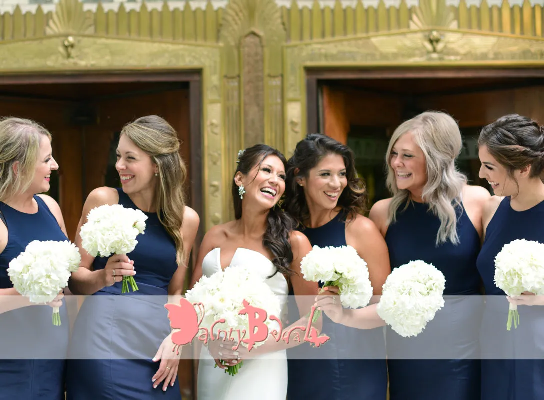 Navy Blue Sleeveless Mermaid Bridesmaid Dress