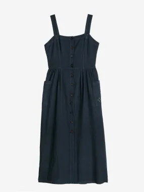 Navy Dress with Buttoned Straps