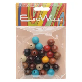 25-Pack Red 12mm Round Large Hole Dyed Wood Beads