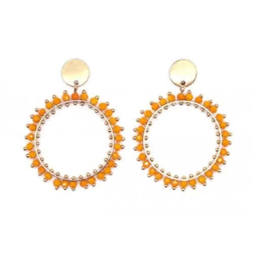 Double Drop Earrings in Orange