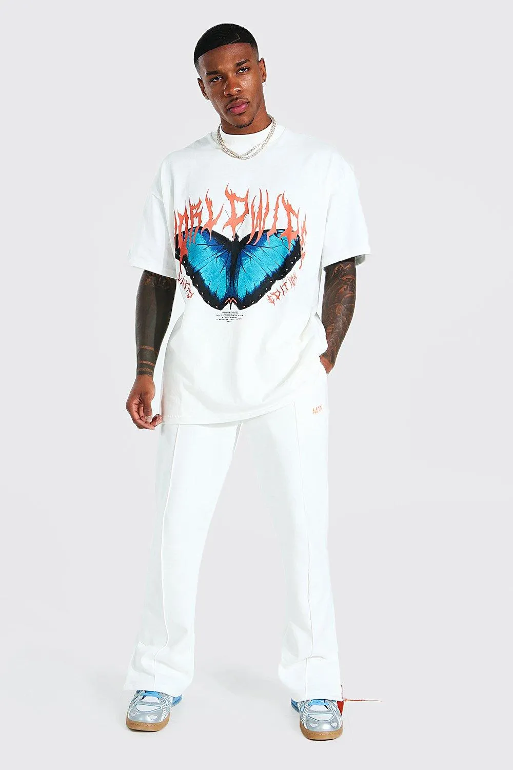 Oversized Butterfly Extended Neck T-shirt | boohooMAN UK