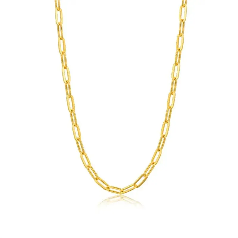 18K Solid Gold Paperclip Chain Necklace