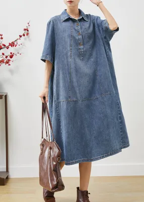 Patchwork Denim Summer Dress in Unique Blue Oversized Style