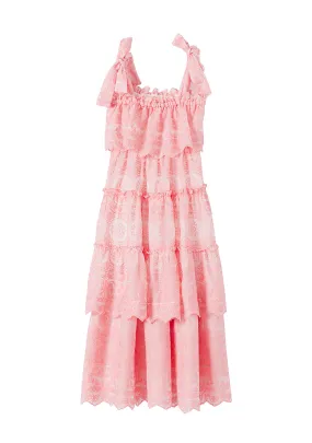 Pink Embroidered Maxi Dress