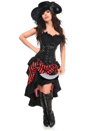 Black/Red Premium Pirate Corset Costume Set