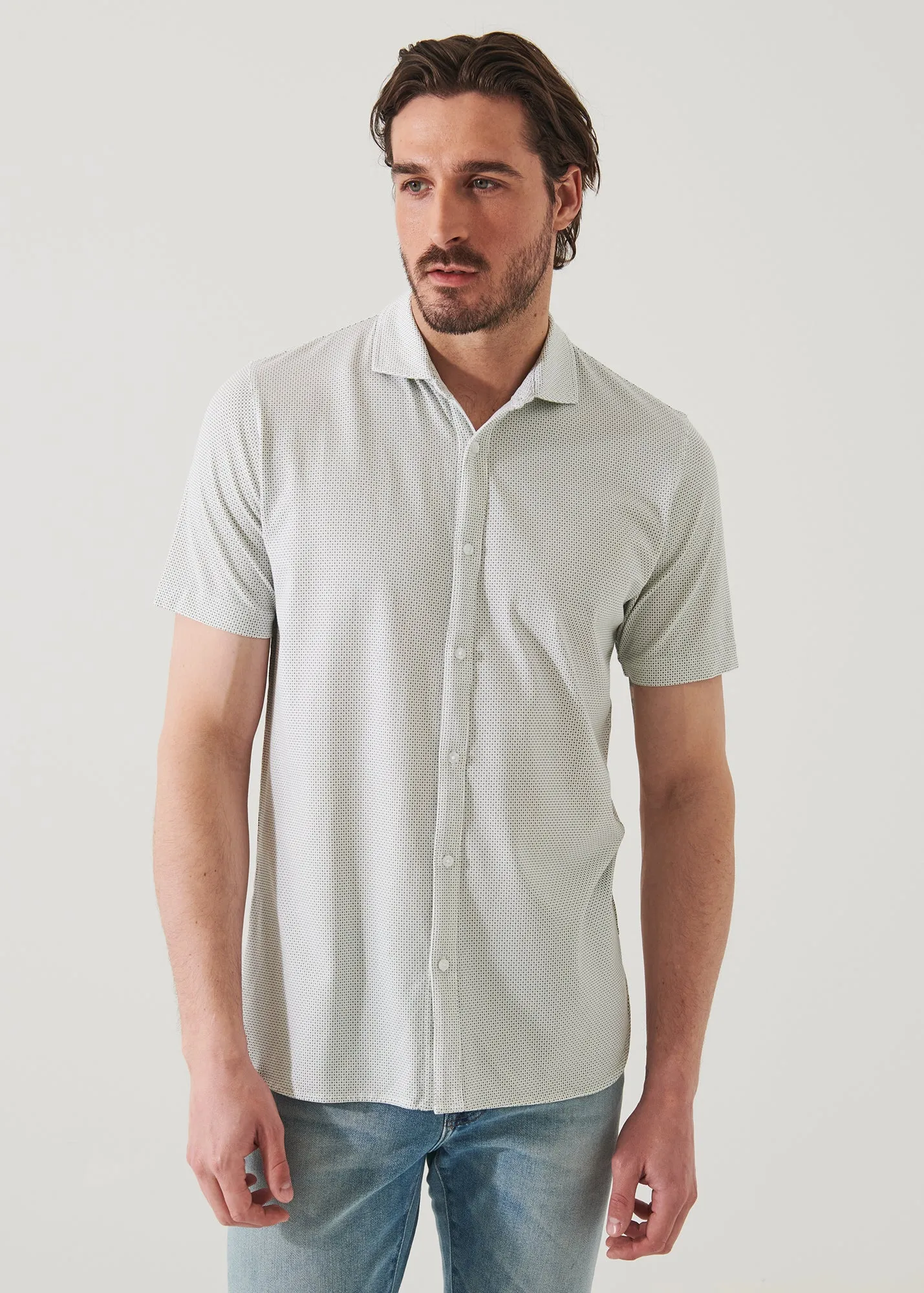 Pima Cotton Printed Stretch Shirt