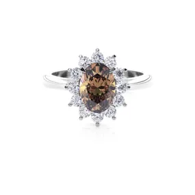 Prong Setting Champagne Diamond Halo Engagement Ring