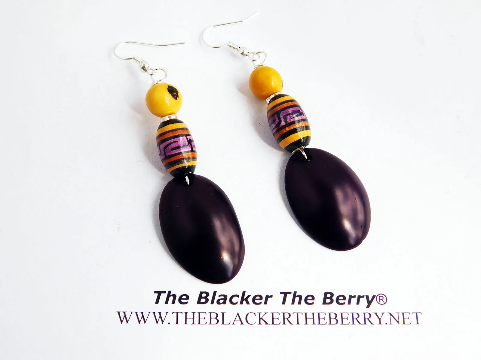 Ethnic Purple Beaded Earrings from Peru