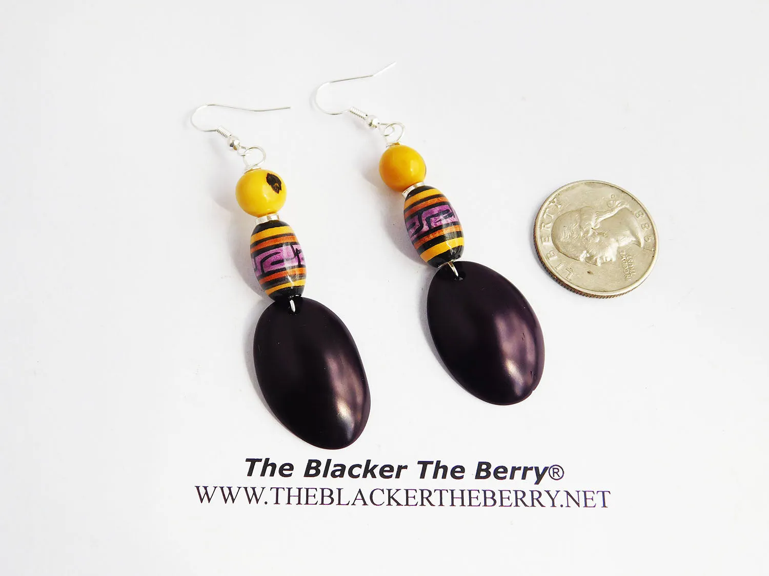 Ethnic Purple Beaded Earrings from Peru