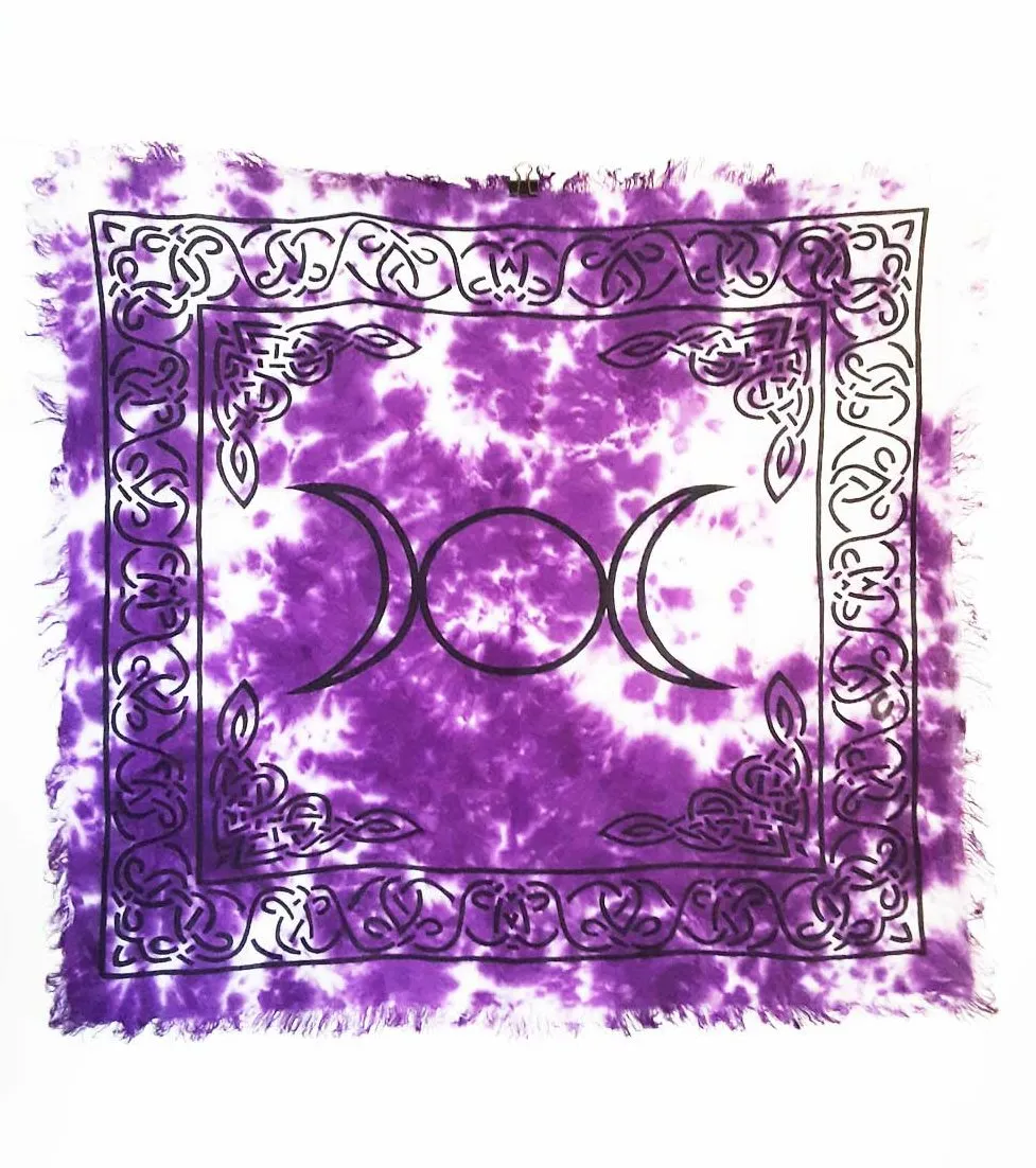 Purple Tie-Dye Triple Moon Altar Cloth