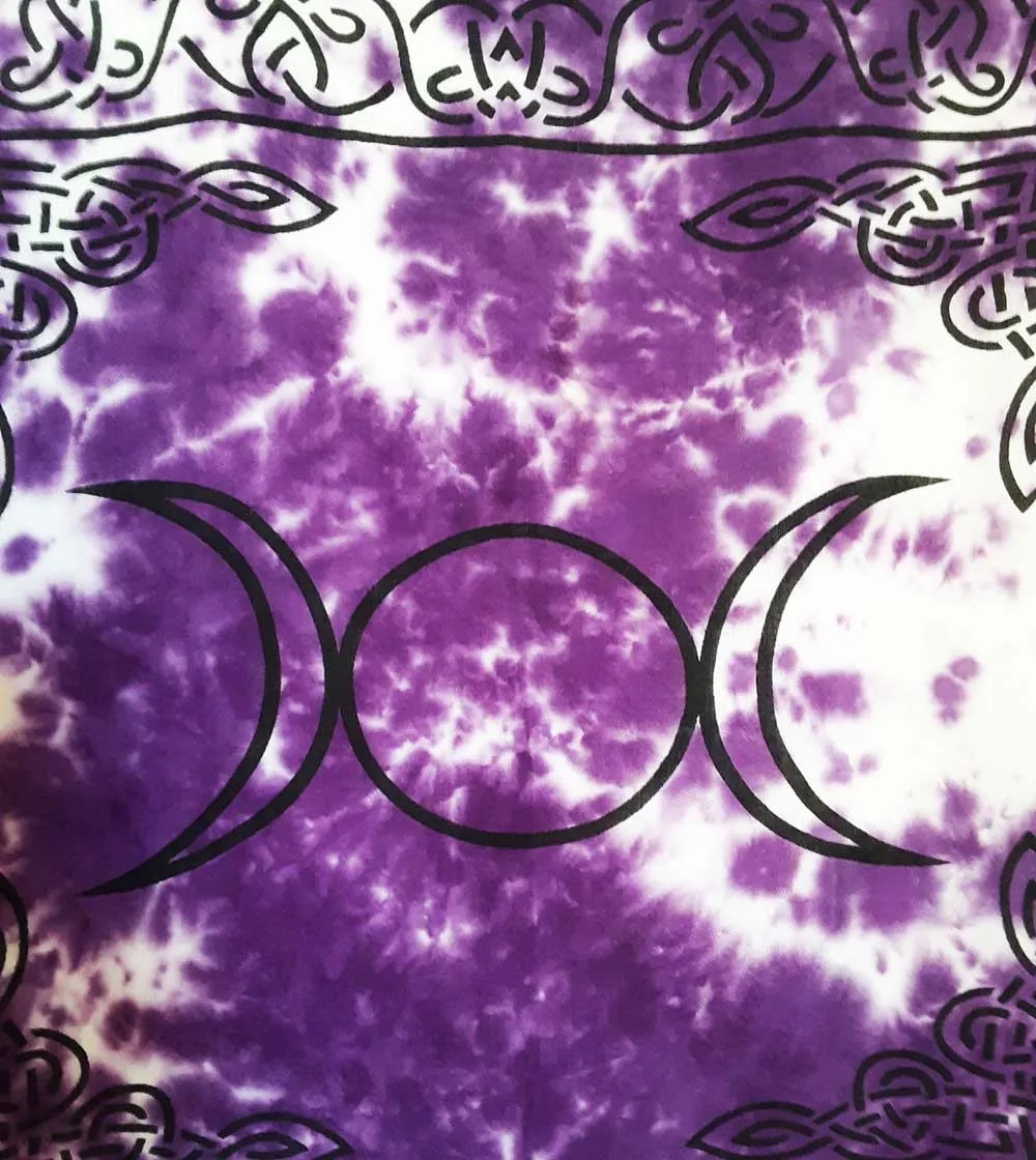 Purple Tie-Dye Triple Moon Altar Cloth