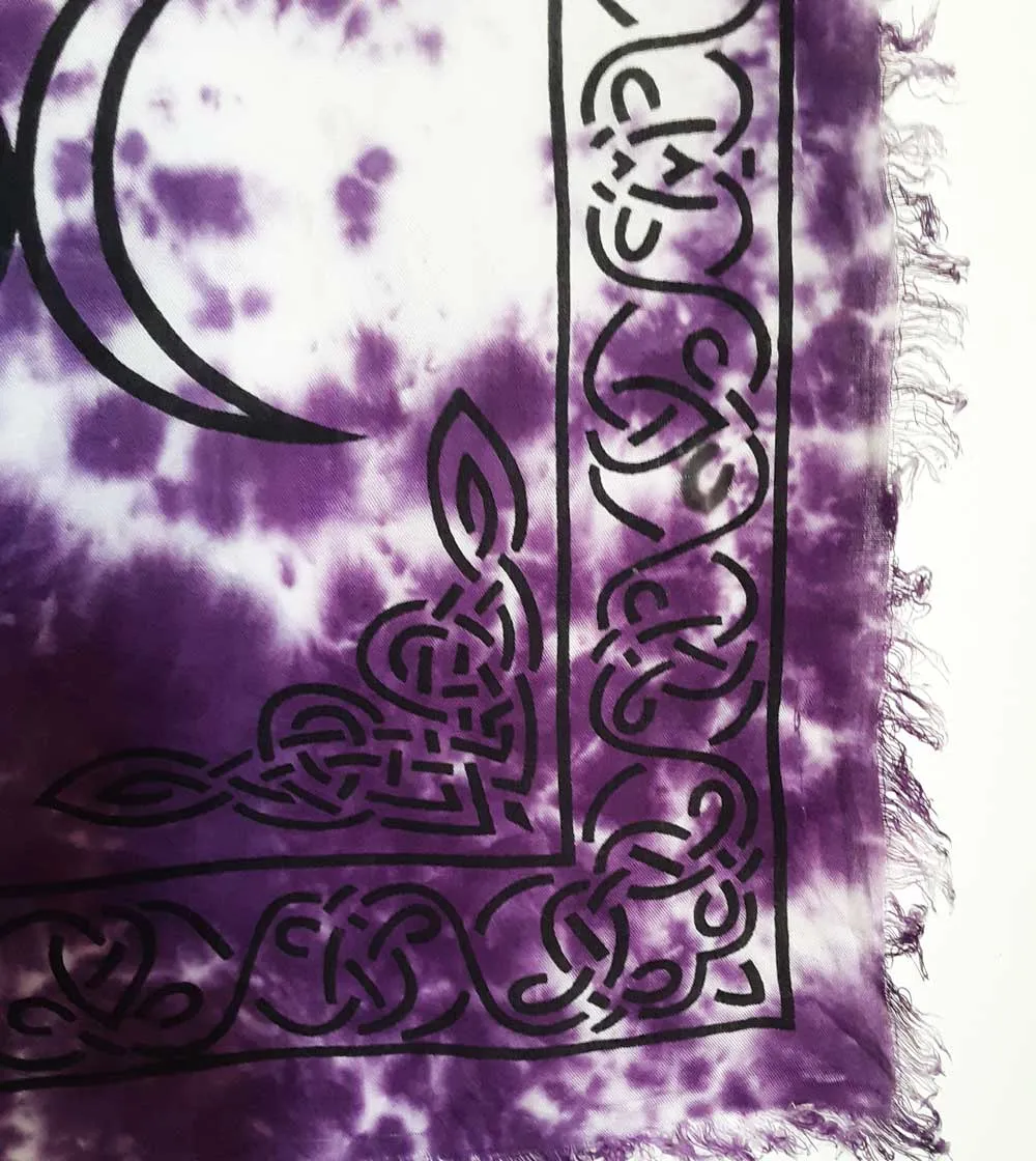 Purple Tie-Dye Triple Moon Altar Cloth