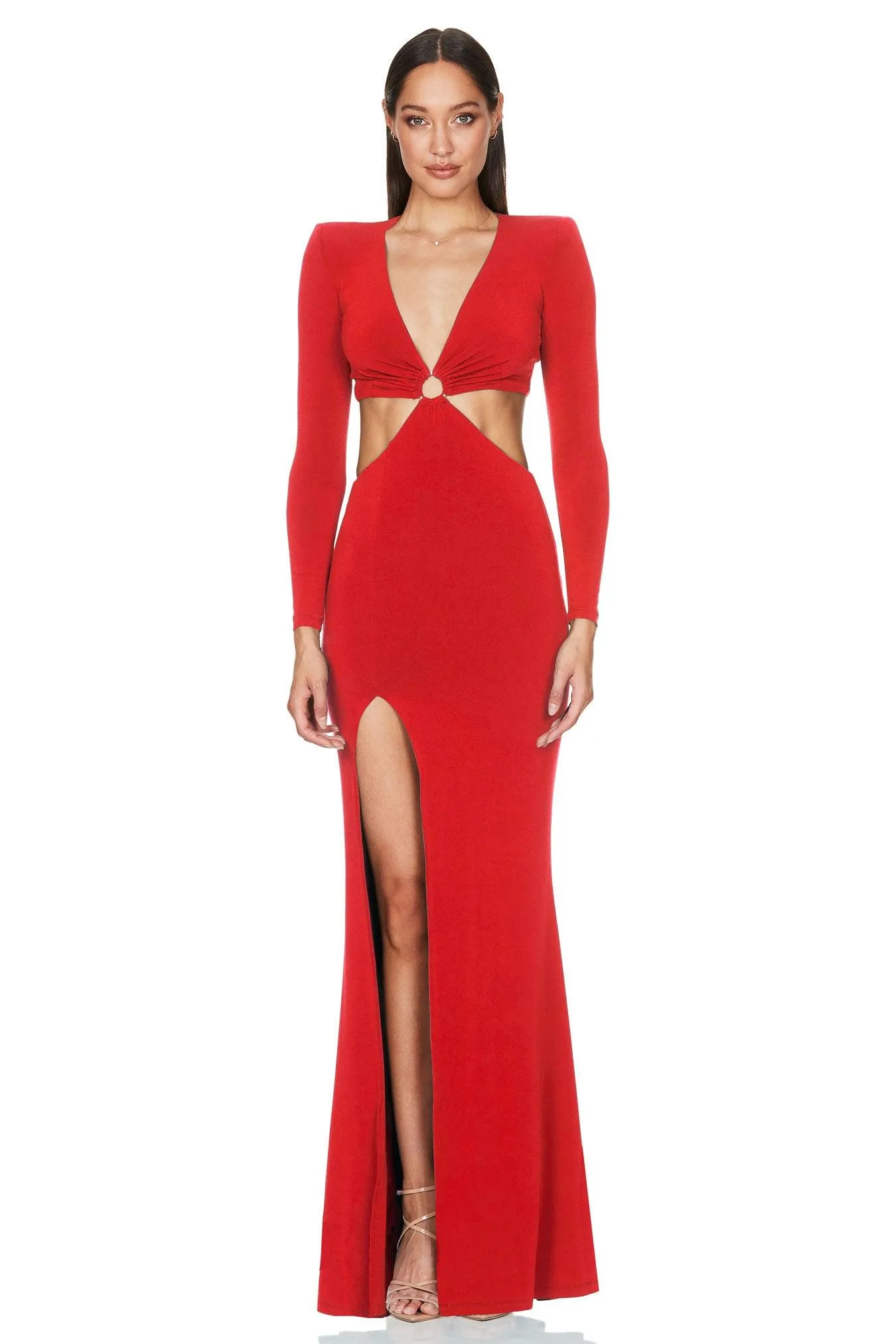 Nookie Riley Ring Cut Out Gown in Red