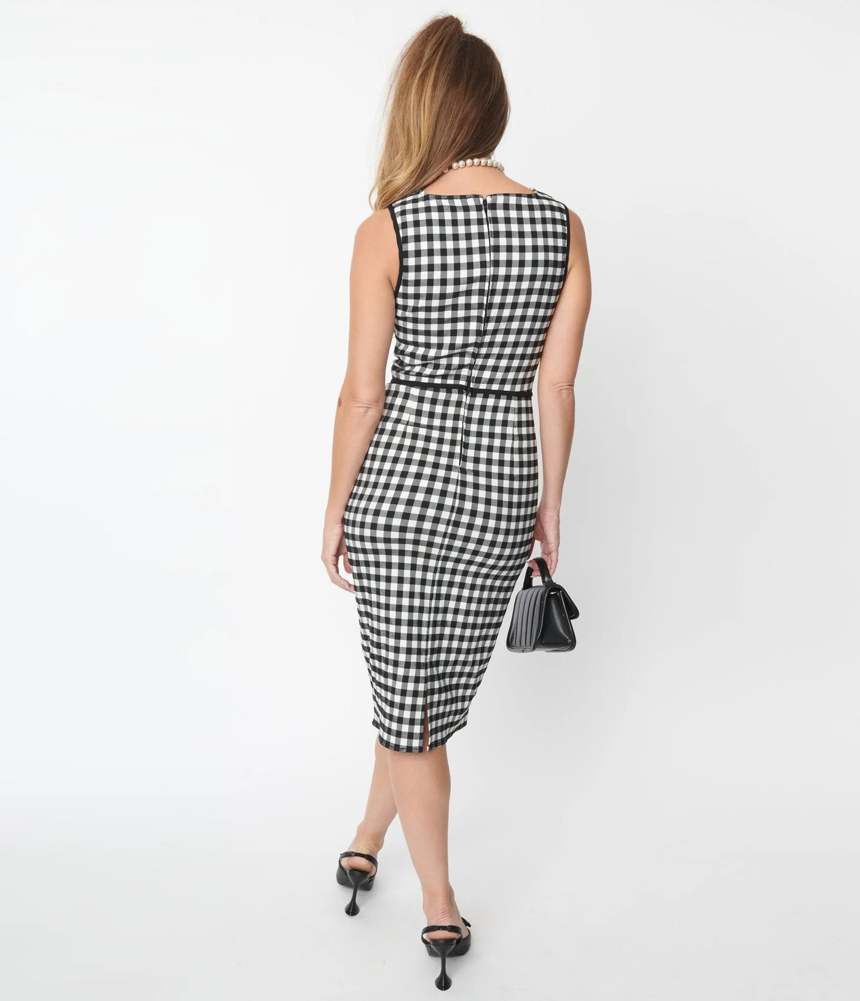 Black Gingham Retro Dress