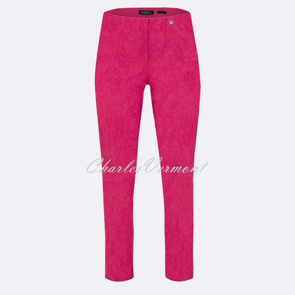 Pink Leaf Jacquard Cropped Trouser 51560-54401-43, Robell Bella 09