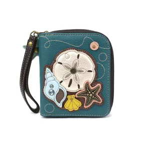 Teal Sand Dollar Zip-Around Wallet