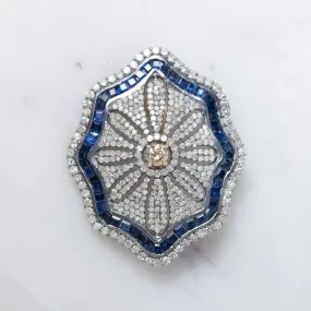 Sapphire Diamond Flower Brooch