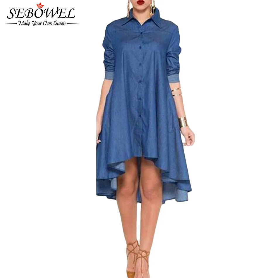 Short Front Long Back Denim Dress