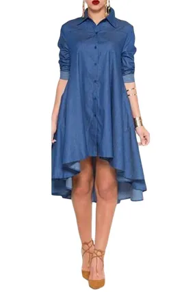 Short Front Long Back Denim Dress