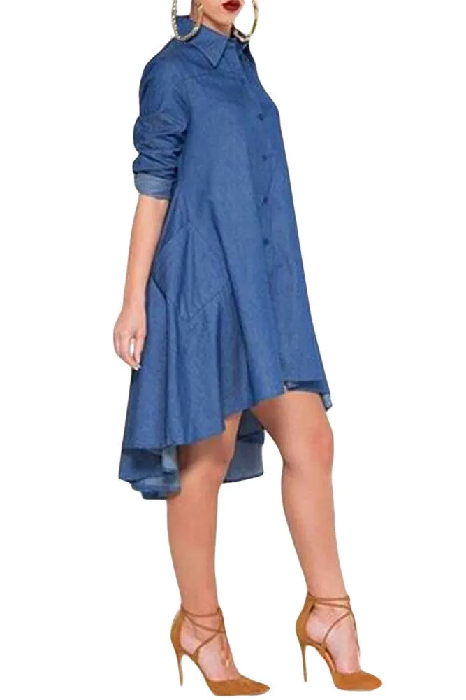 Short Front Long Back Denim Dress