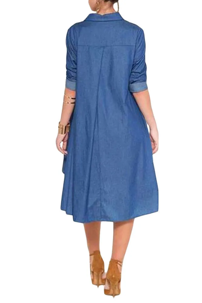 Short Front Long Back Denim Dress