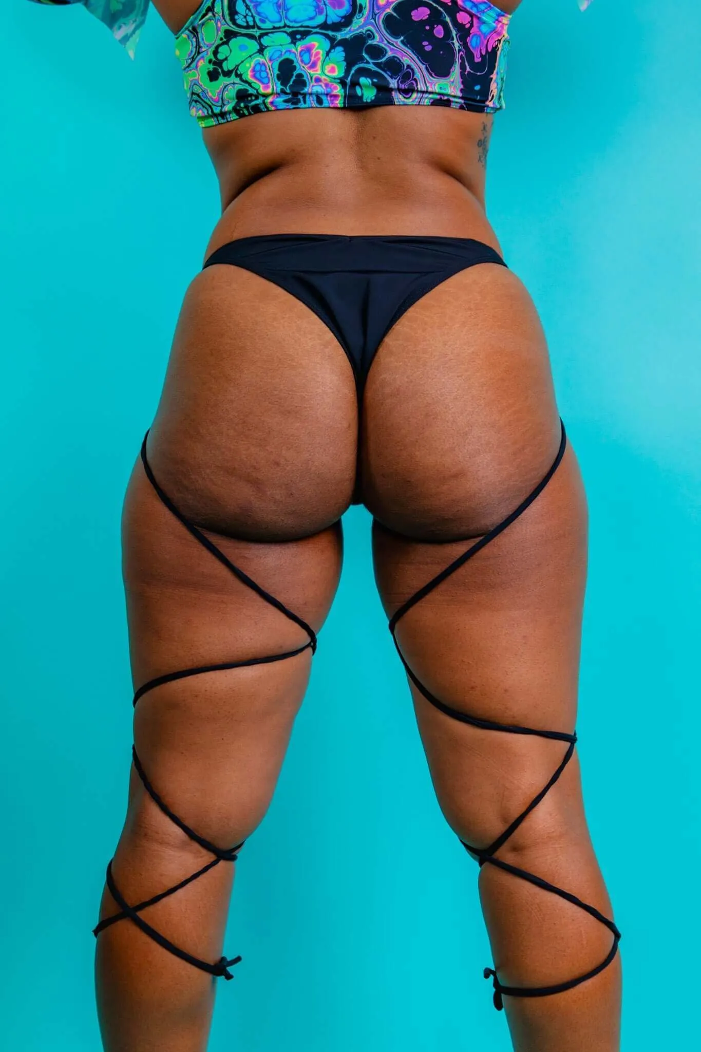 Matte Black High Waist Strappy Bottoms