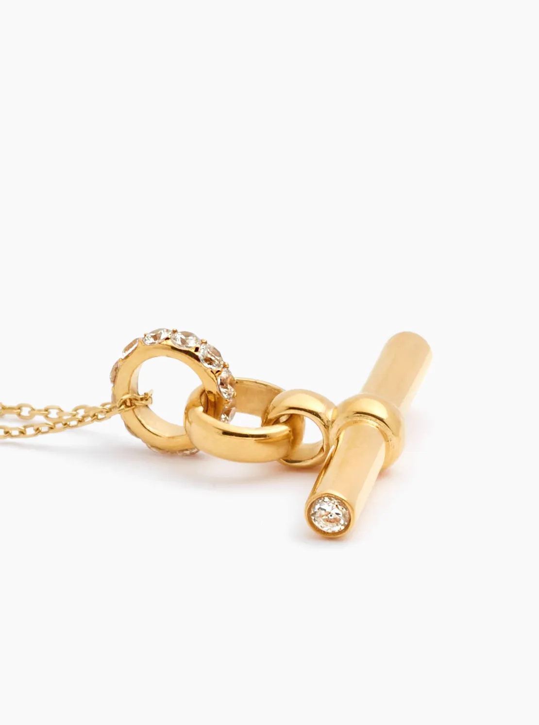 Small Jewelled Gold T-Bar On Trace Chain - Tilly Sveaas Jewellery