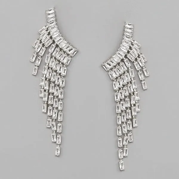 CZ Pave Fringed Statement Earrings