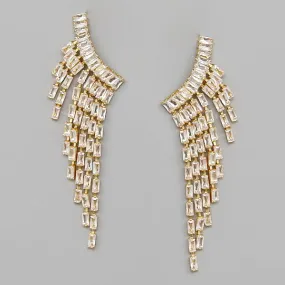 CZ Pave Fringed Statement Earrings