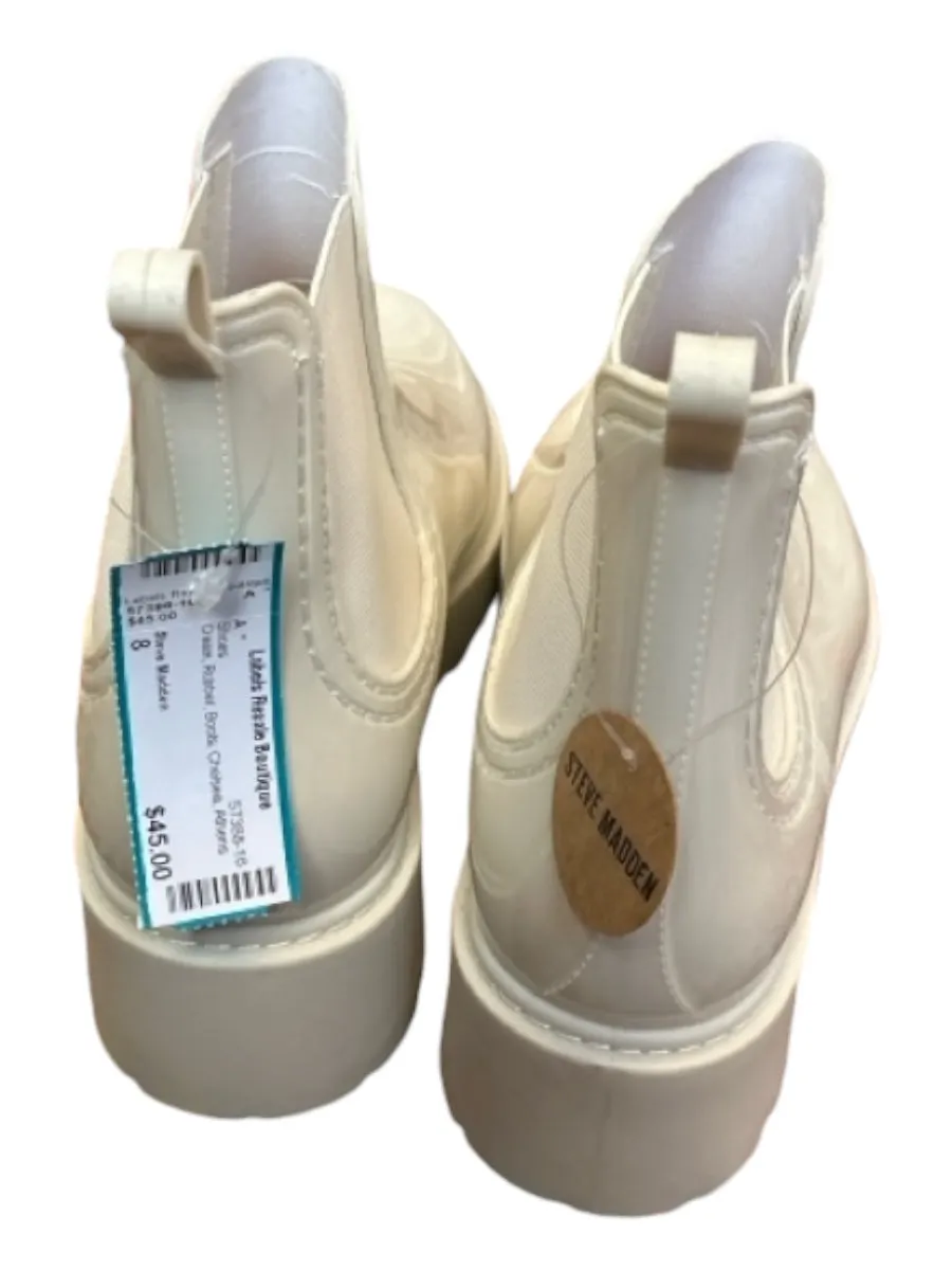 Size 8 Cream Rubber Chelsea Boots by Steve Madden