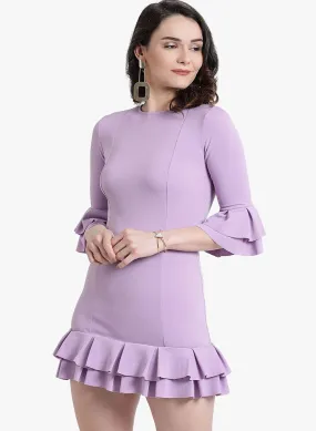 Fashionable Lilac Ruffled Dress