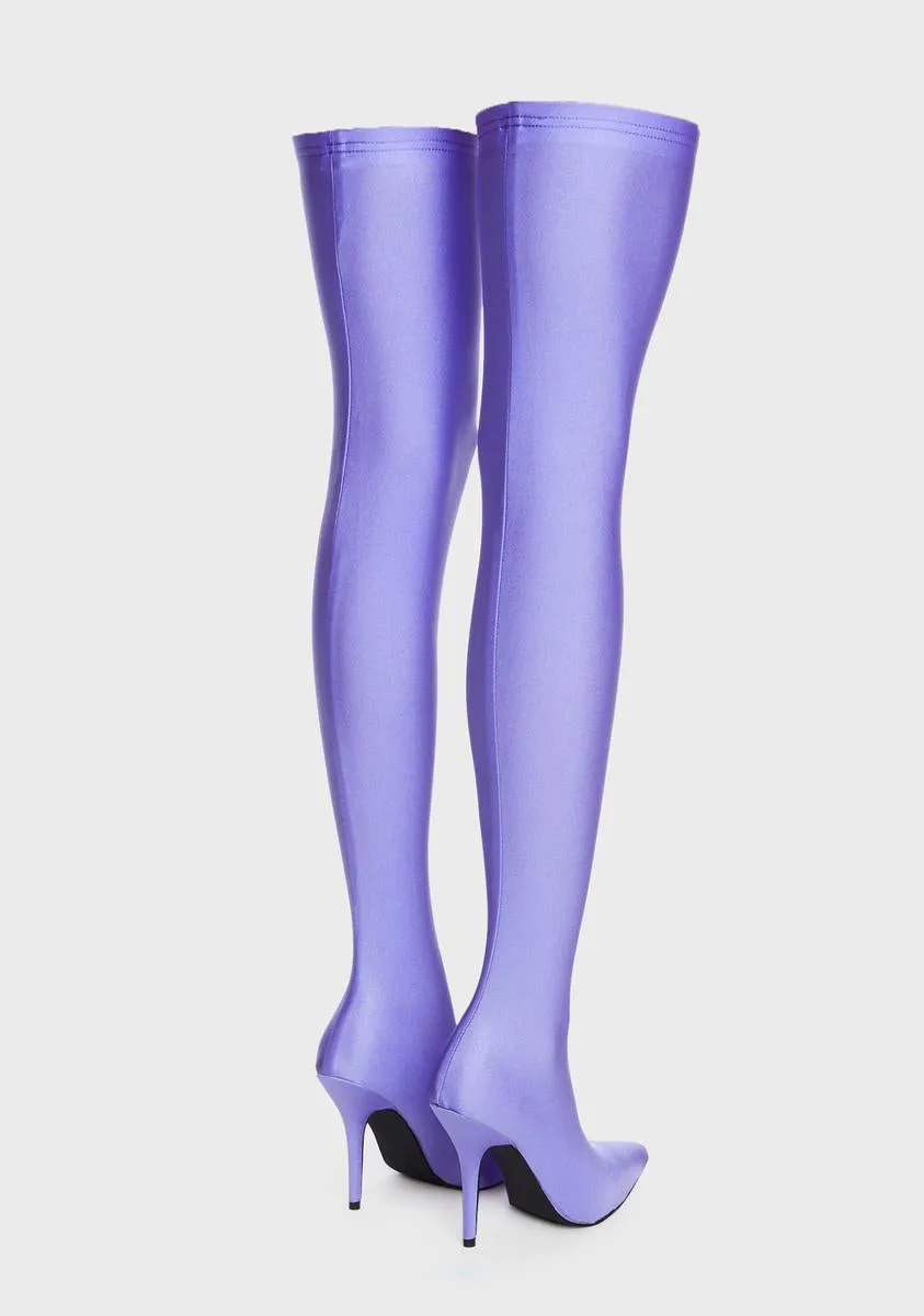 Stylish Purple Heartout Thigh High Boots