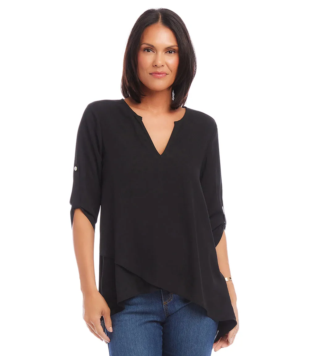 Asymmetrical Wrap Blouse