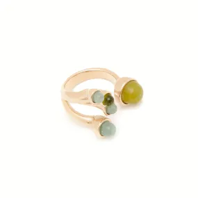 Taurus 5 Zodiac Ring with Peridot, Green Aventurine & Olive Jade