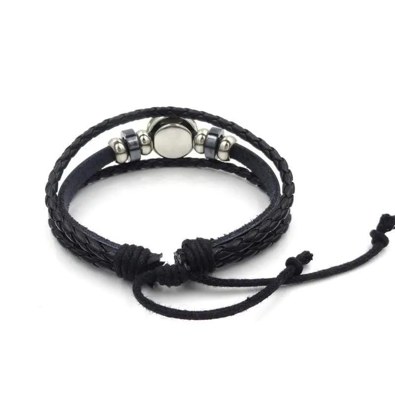 Unisex Time Gem Leather Bracelet 80 Multilayer Wristband