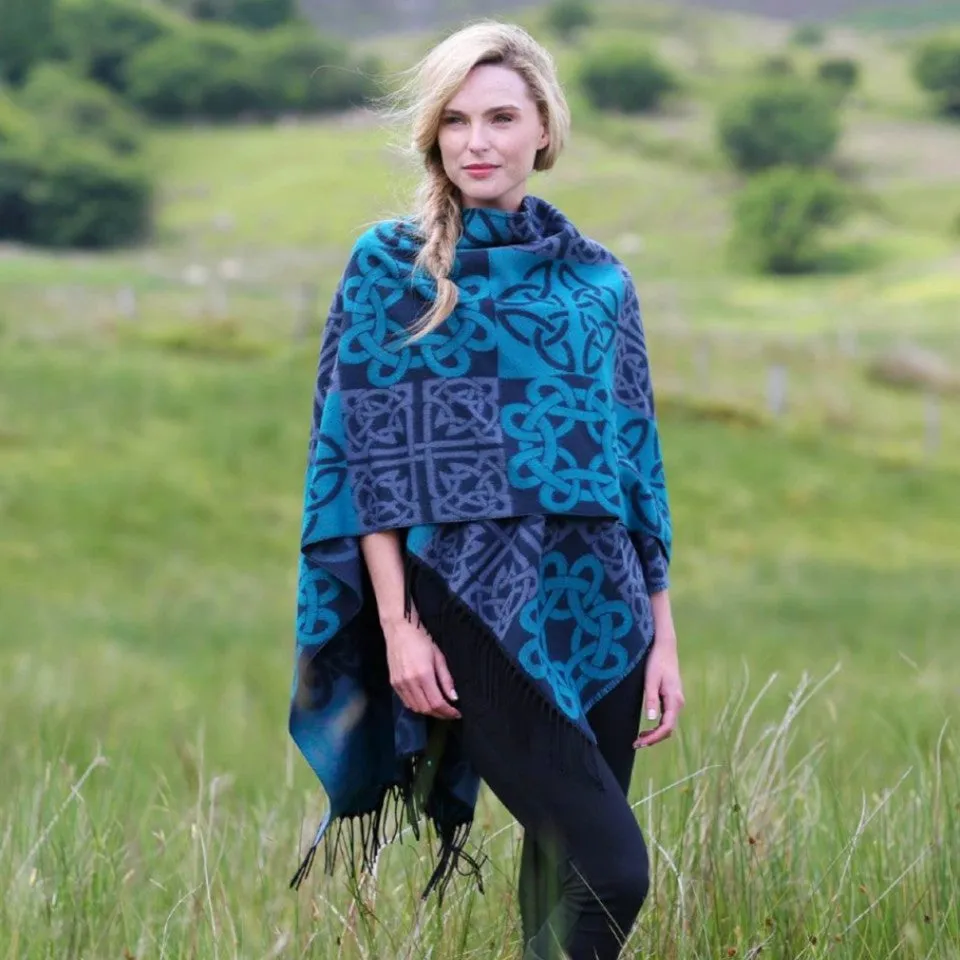 Colorful Fringed Celtic Knot Shawl