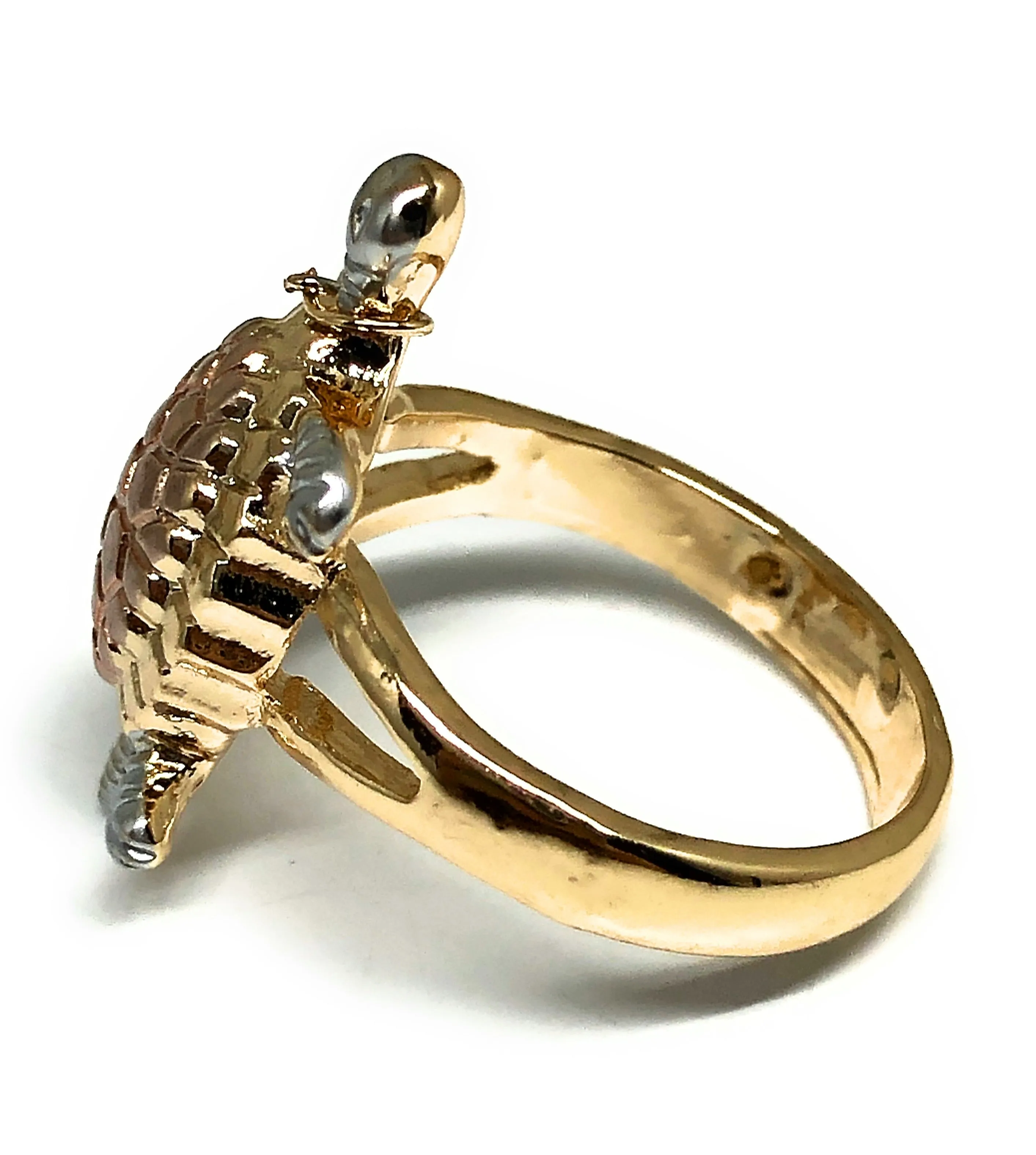 Gold Plated Tri-Color Turtle Ring