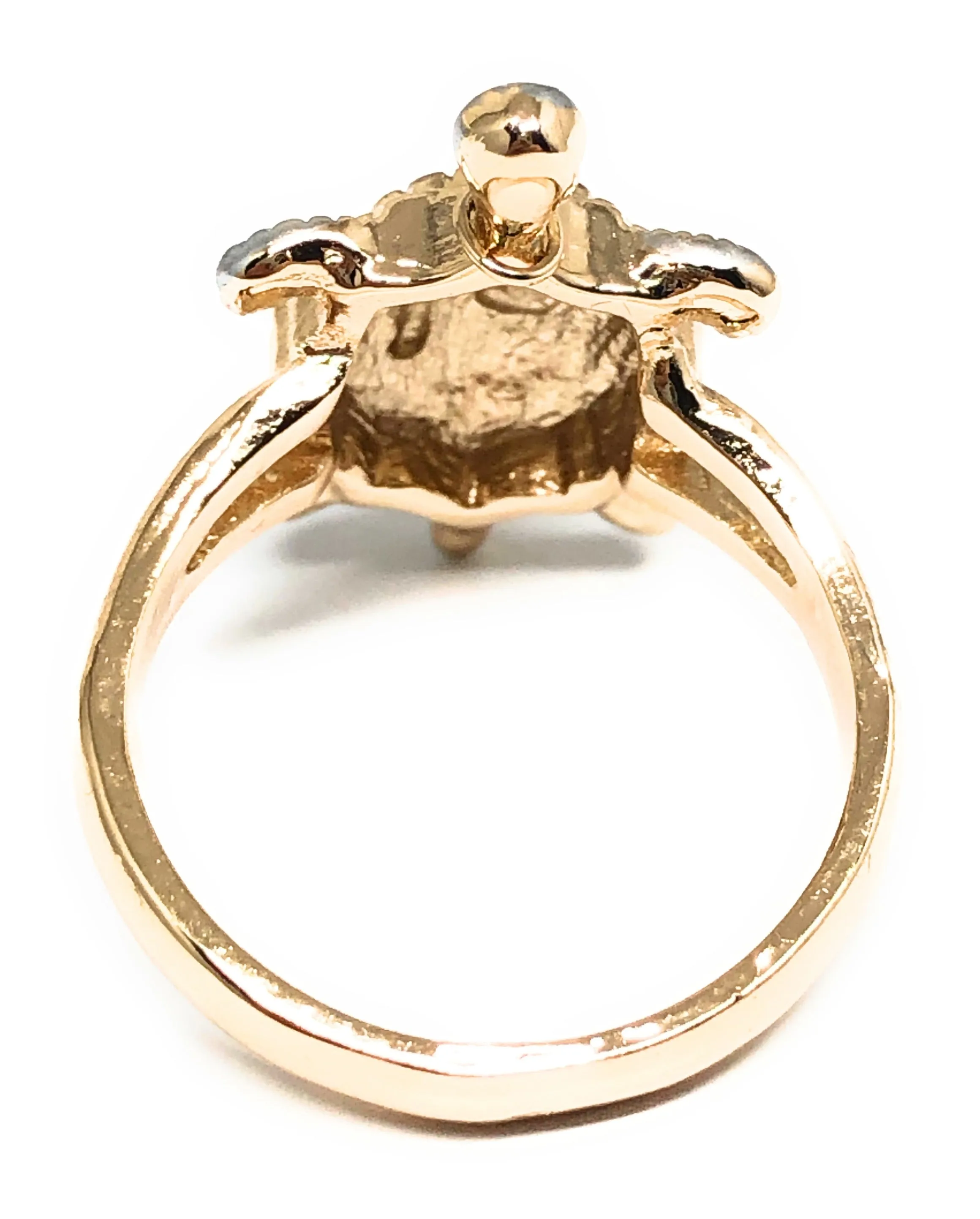 Gold Plated Tri-Color Turtle Ring