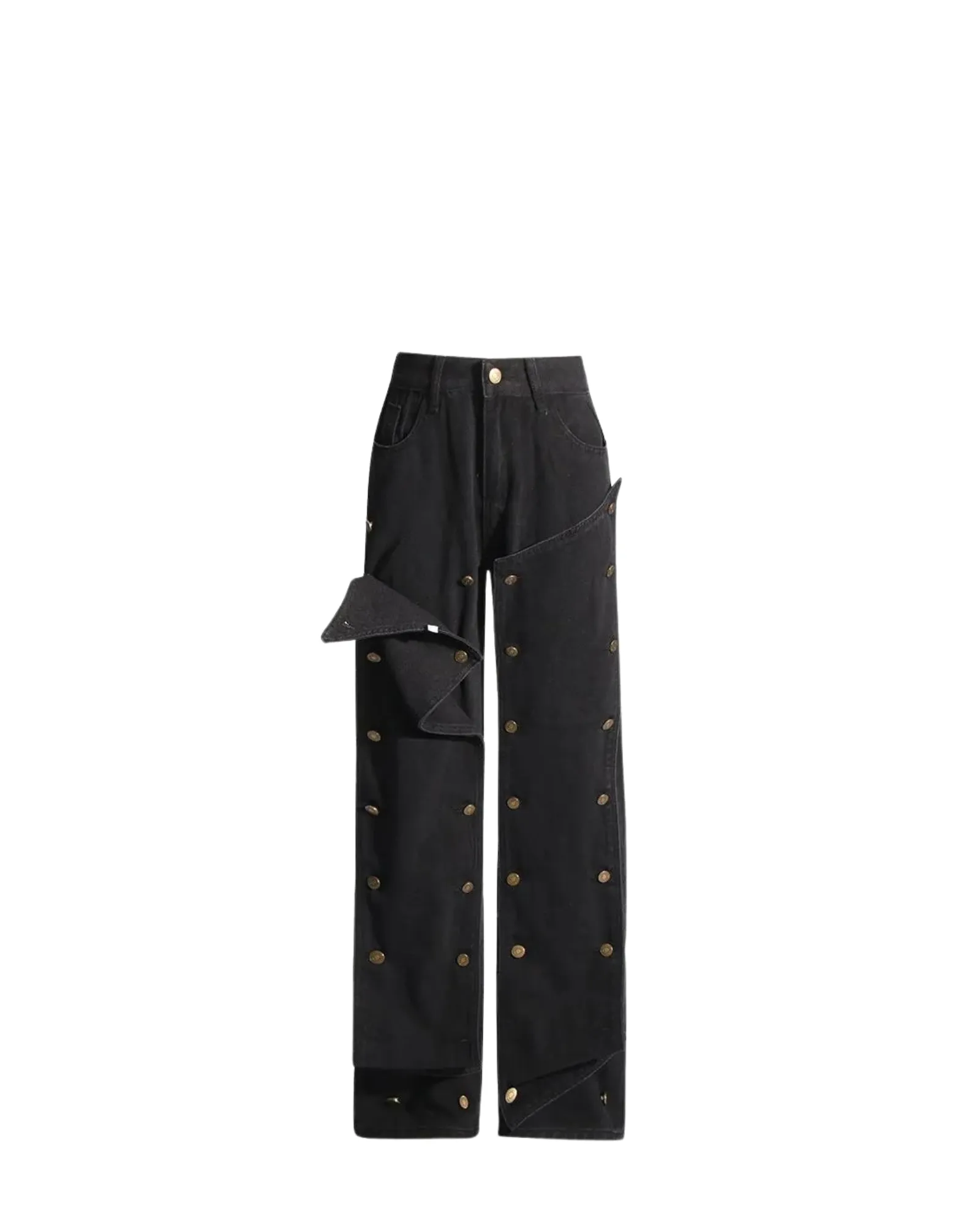 Patchwork Separable Button Denim Pants