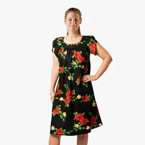 Hibiscus Plumeria Tulip Sleeve Dress